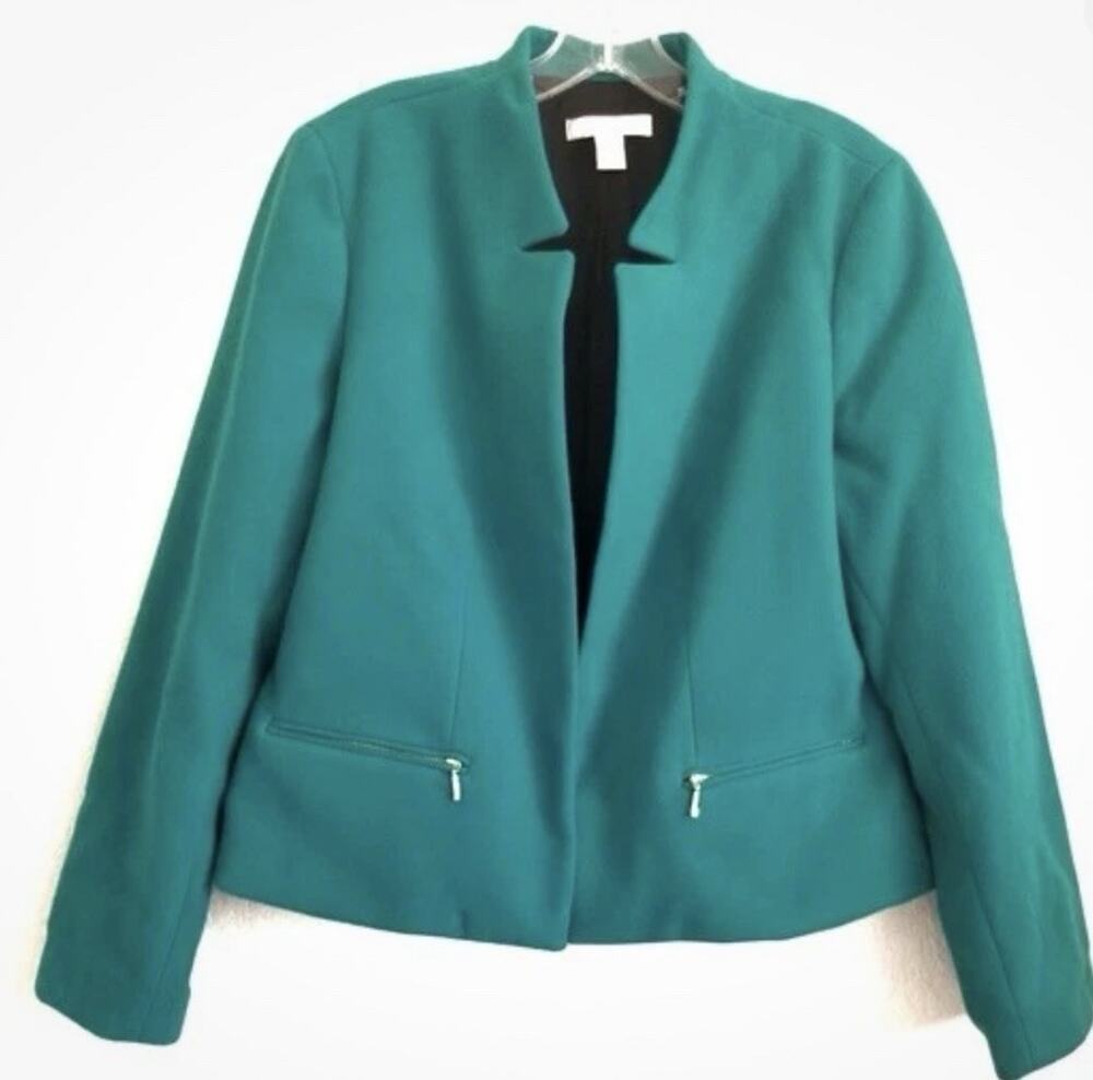 CHICO'S Green Fall/Winter Open Style Blazer Jacket Size XL Chico Size 3)